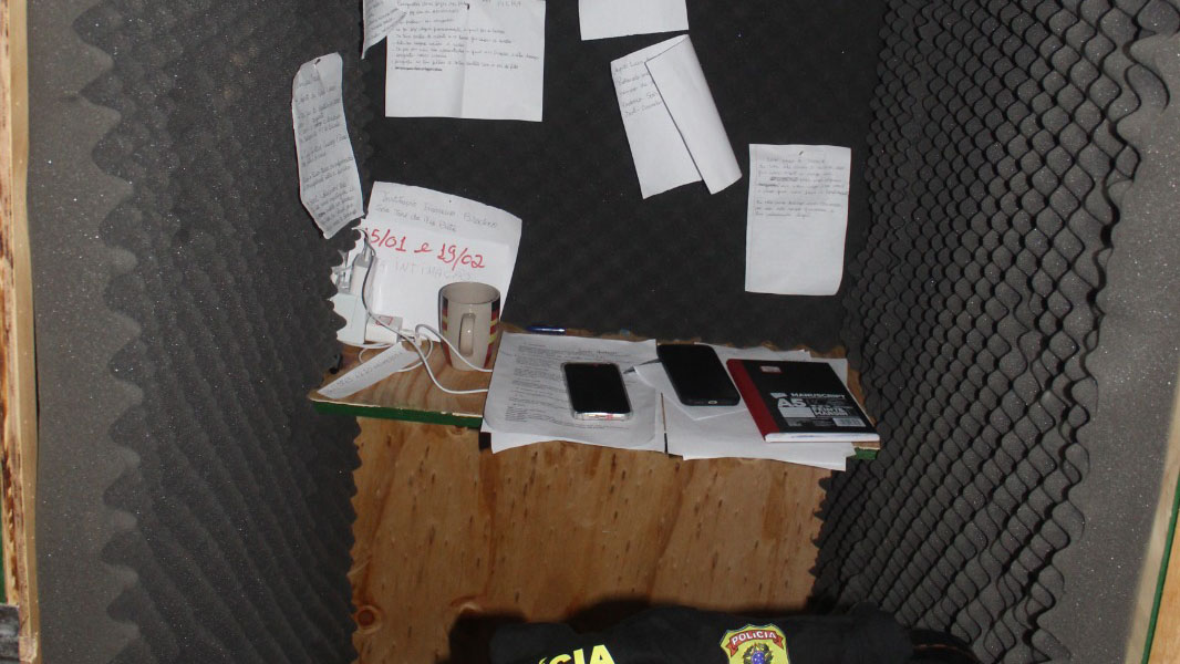 One of the rooms inside the establishment, which was converted into a fake police station used to intimidate victims.